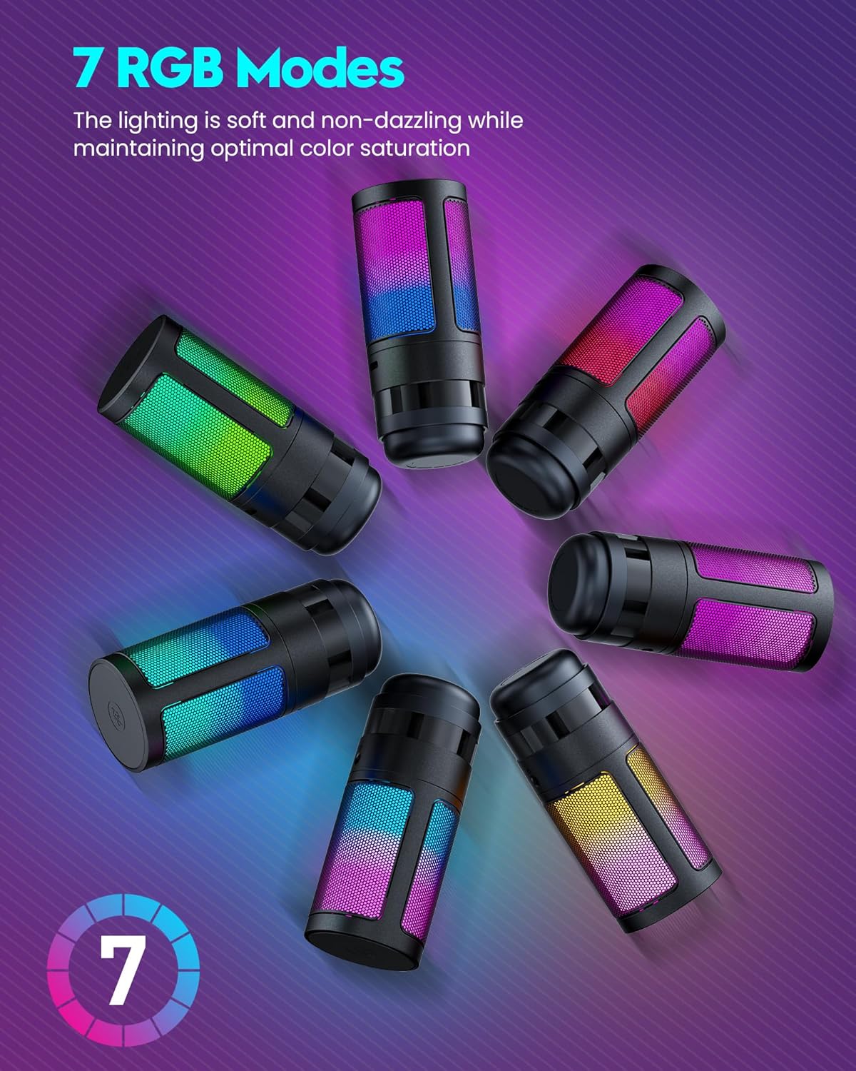 QIUOIO Gaming Mikrofon Mit Arm - RGB Podcast Mikrofon für PC, Streaming, PS4/PS5/MAC - USB Microphone