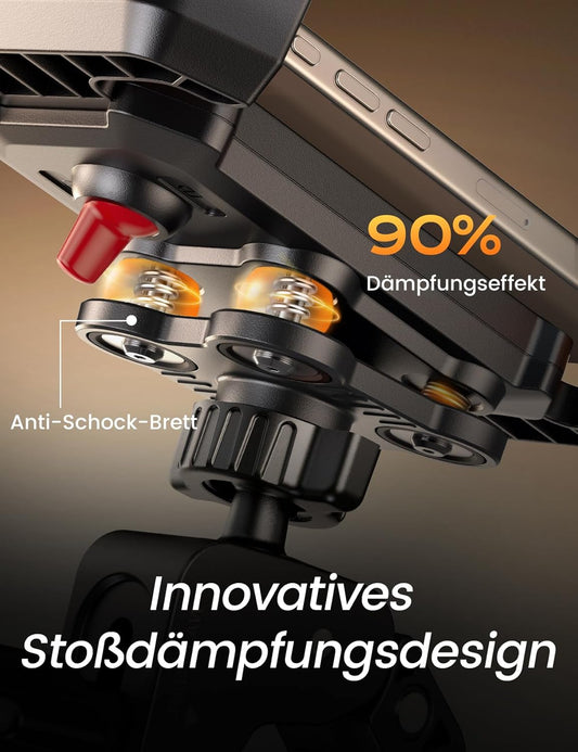2025 Upgraded Handyhalterung Fahrrad Lenker, Universal Handyhalterung Motorrad [Doppelt Vibrationsgedämpft ] -360°drehbar Handyhalter für iPhone 17 16 15 Pro/Samsung S24 Ultra(4,7-7,2''Smartphone )